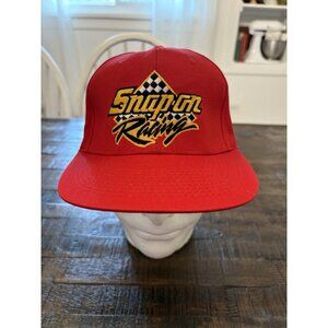 Vintage Snap On Racing Hat Snapback Embroidered Cap Red White Yellow 90s Nascar